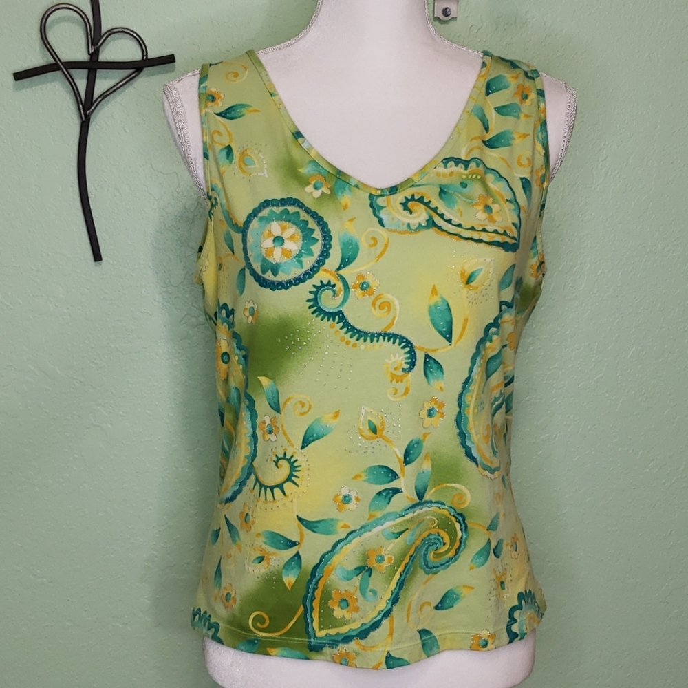 CARIBBEAN JOE tank top w/silver sparklies